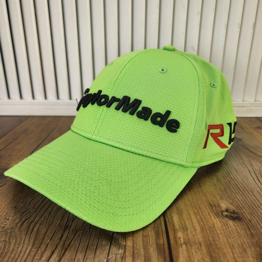TaylorMade R15 Aeroburner Tour Cage Golf Cap Neon Green Fitted Sz L/XL Sport Hat
